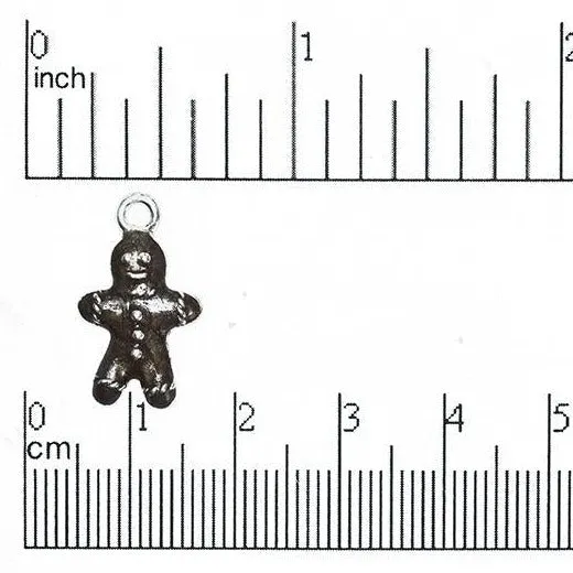 21mm x 11mm Pewter Painted Enamal Ginger Bread Man Charm Sold by the Piece - CBS1839