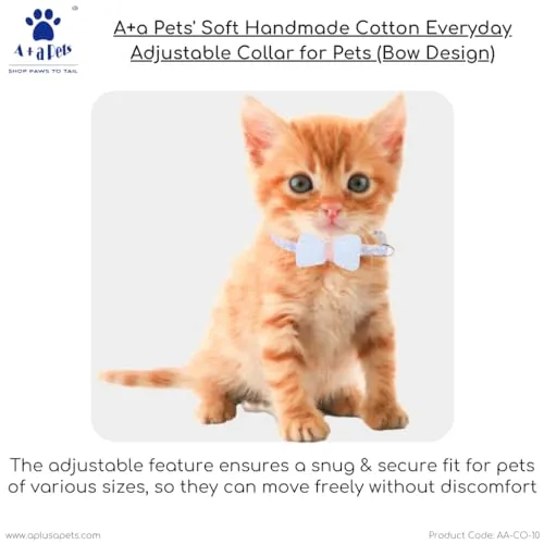 A a Pets' Bow Design Soft Handmade Adjustable Cat Collar - Green