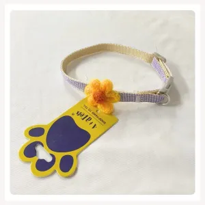 A a Pets' Crochet Flower Adjustable Cat Collar, Soft Handmade - Sunflower Yellow
