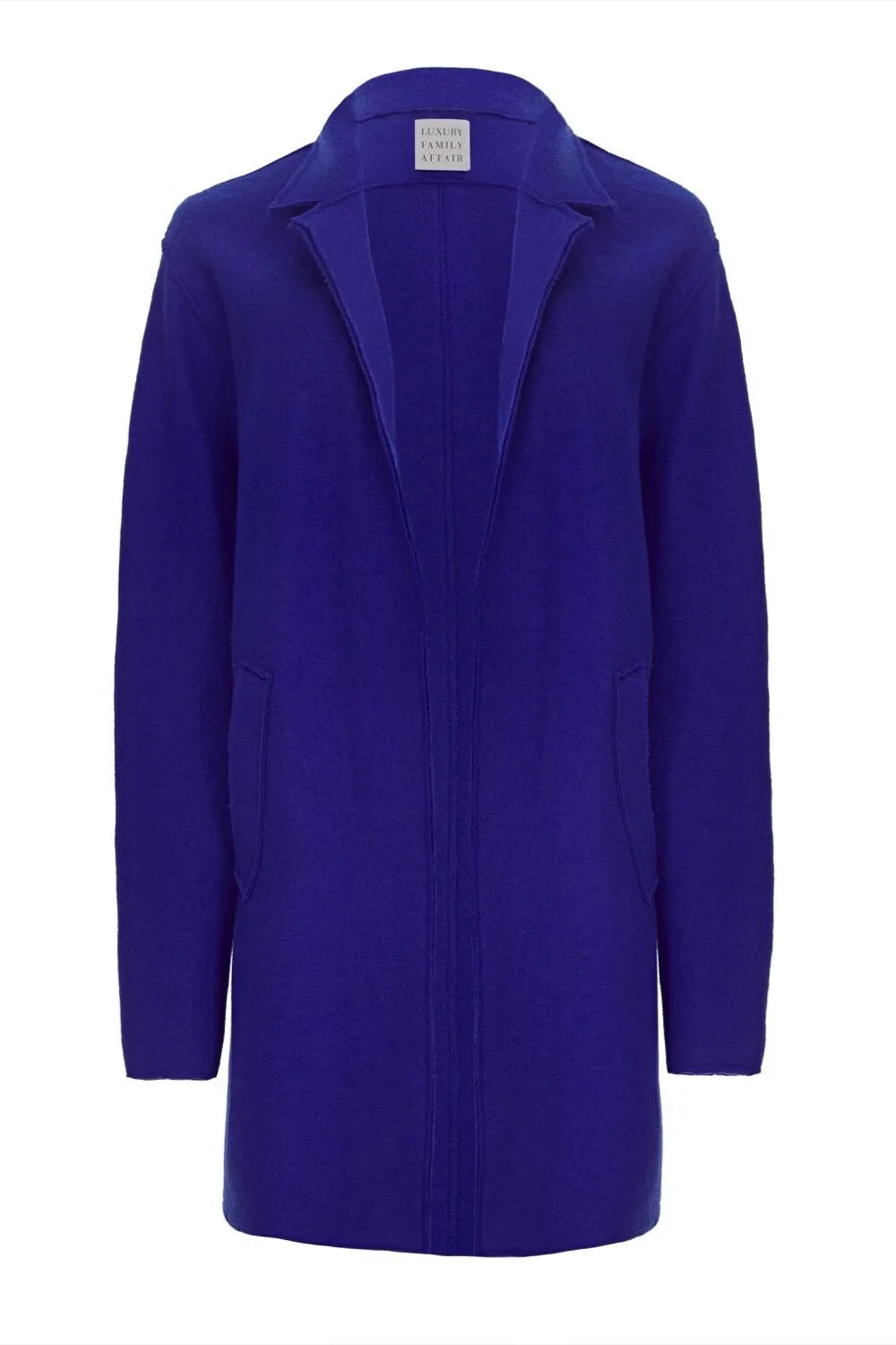 BERLIN Royal Blue Boiled Wool Belted Cardigan Jacket