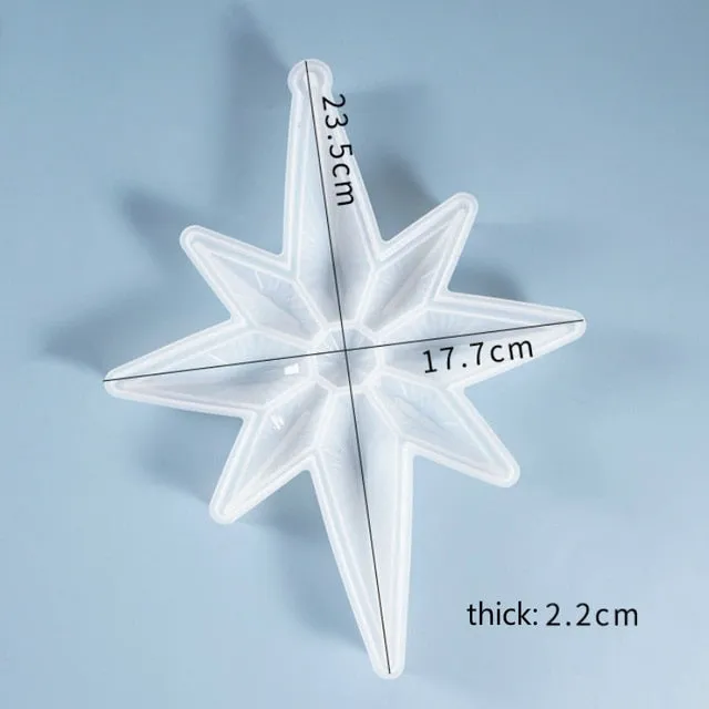 Big Octagonal Star Resin Mold Christmas Ornament, Holiday Mold