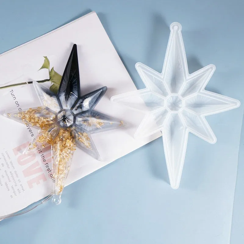 Big Octagonal Star Resin Mold Christmas Ornament, Holiday Mold