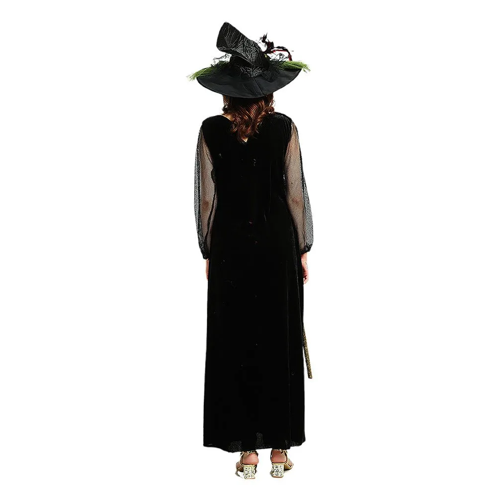 Black & Green Witch Adults Halloween Costume Dress Up