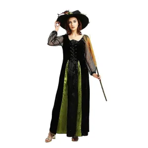 Black & Green Witch Adults Halloween Costume Dress Up