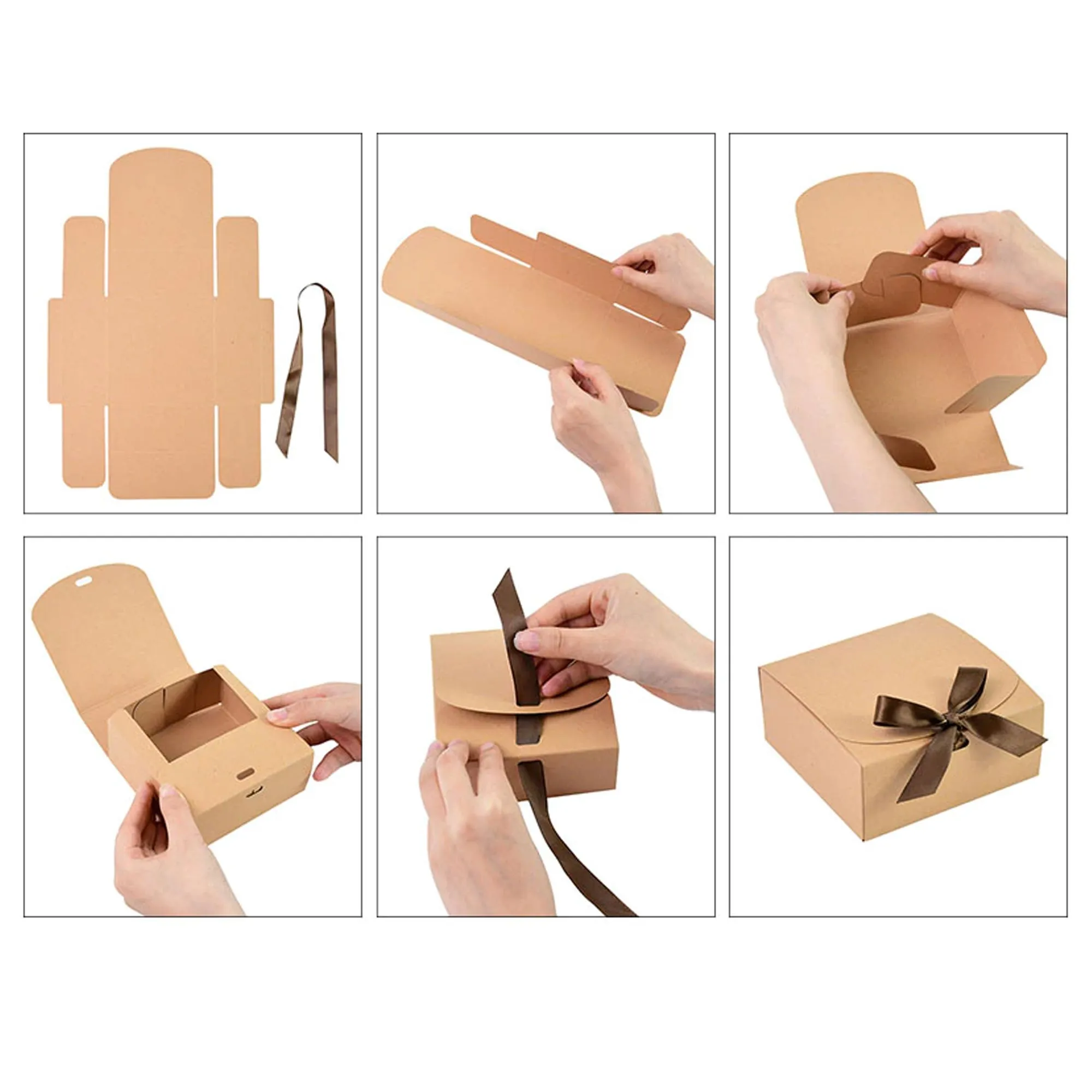 Black Top-Flap Style Kraft Boxes with Christmas Ribbon Pack of 12 (Sizes Available)