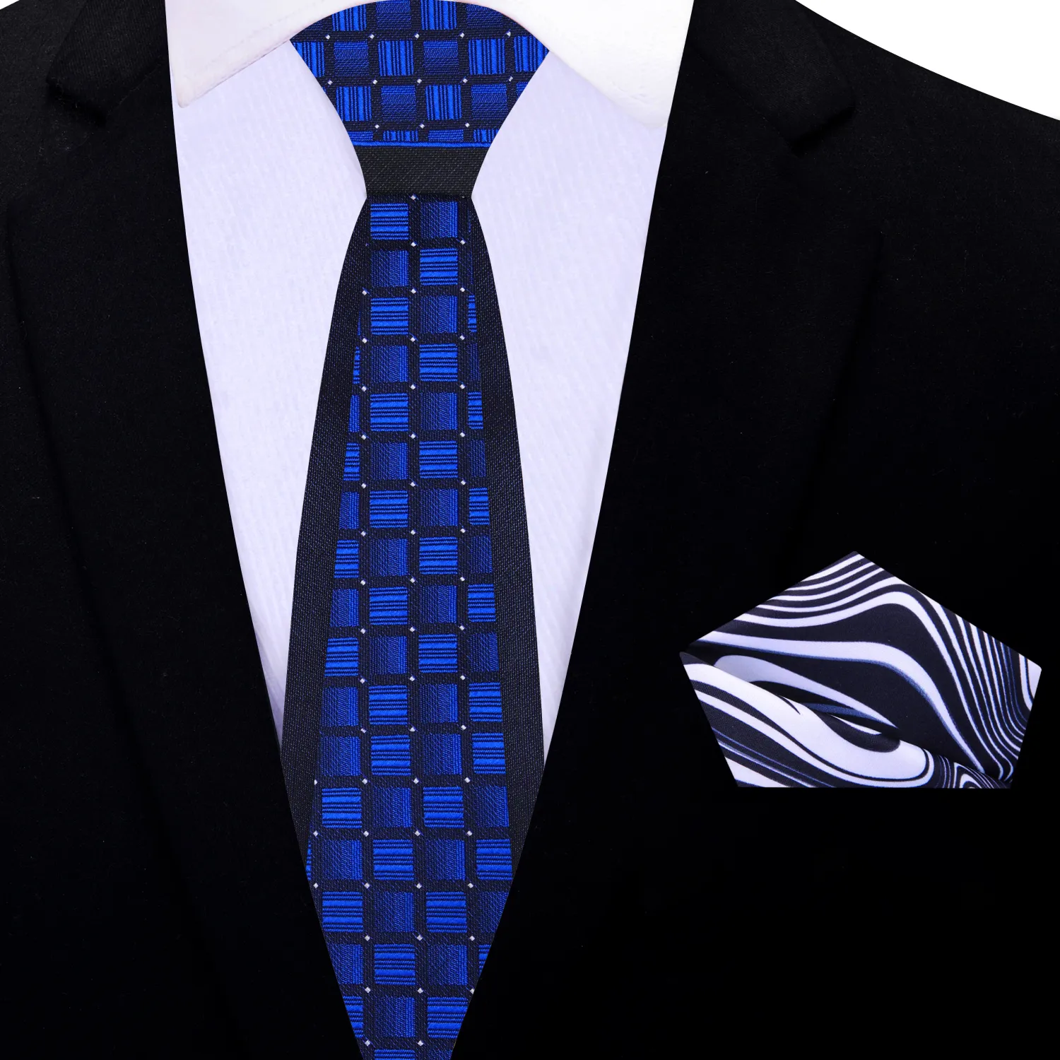 Blue Honeycomb Thin Necktie
