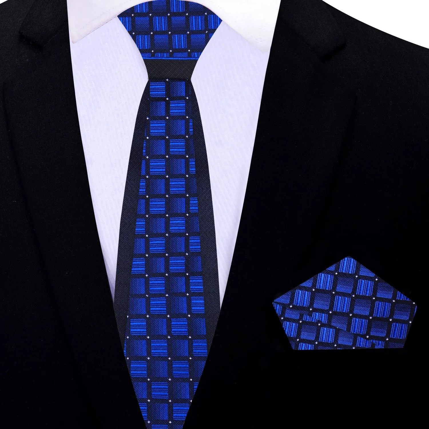 Blue Honeycomb Thin Necktie
