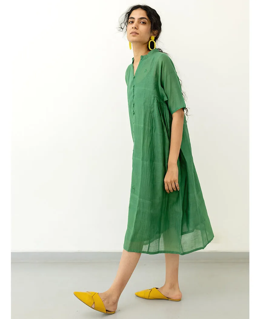Bottle Green Chanderi Dress
