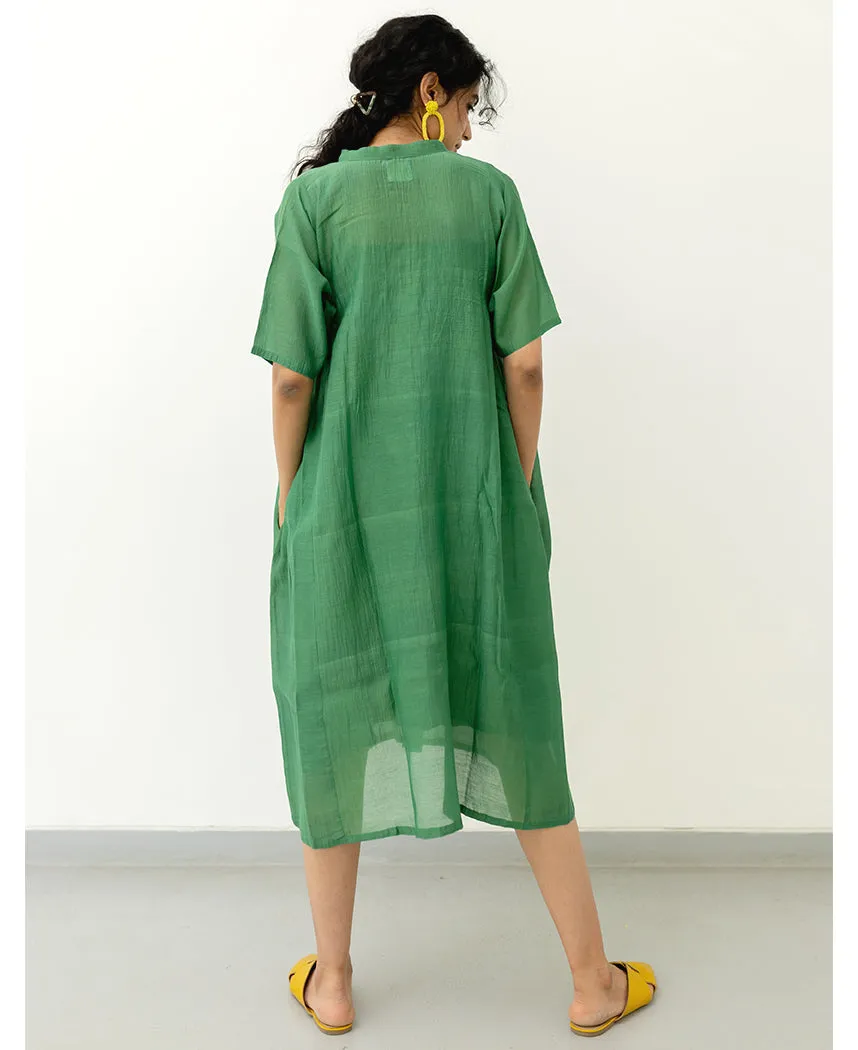 Bottle Green Chanderi Dress