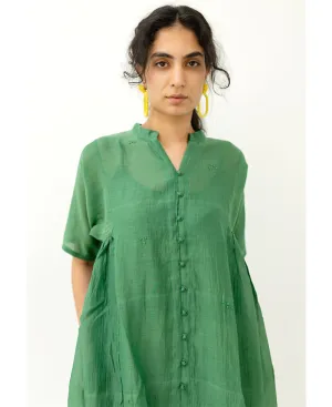 Bottle Green Chanderi Dress