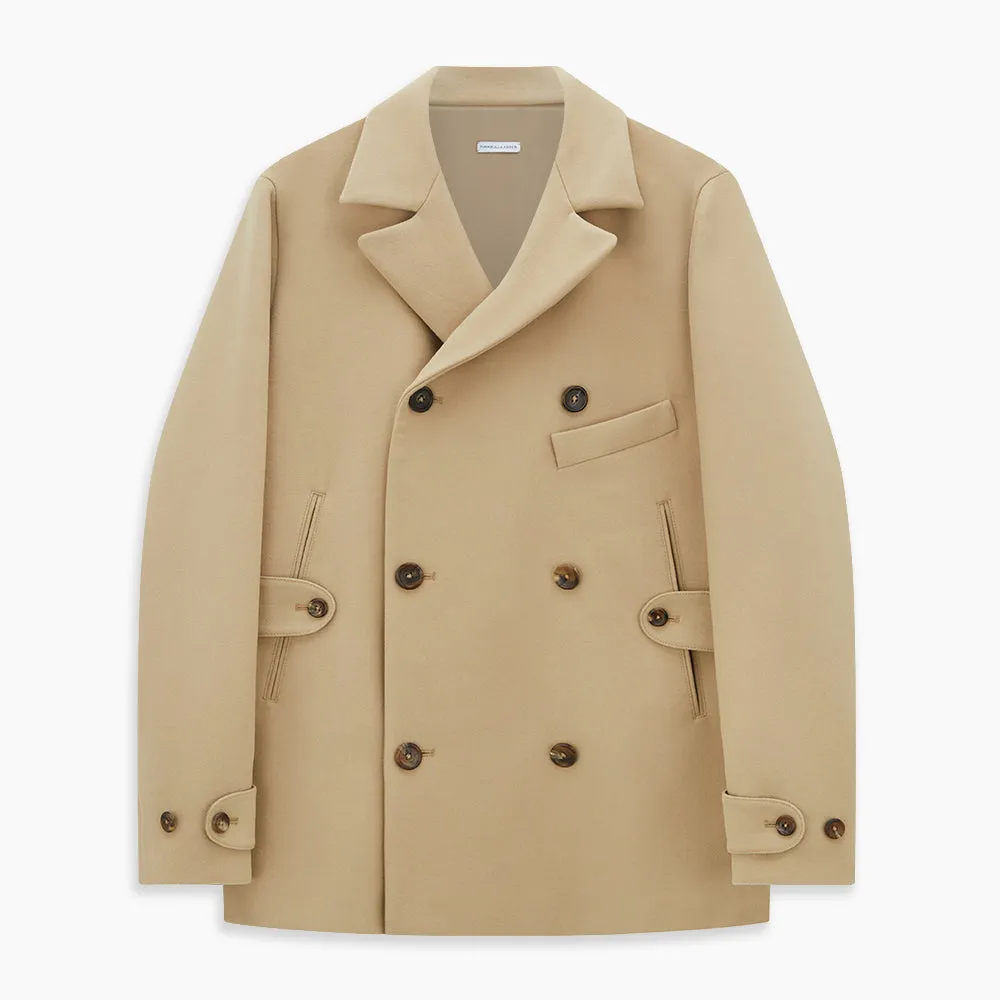 Camel Wellington Double-Breasted Caban Coat