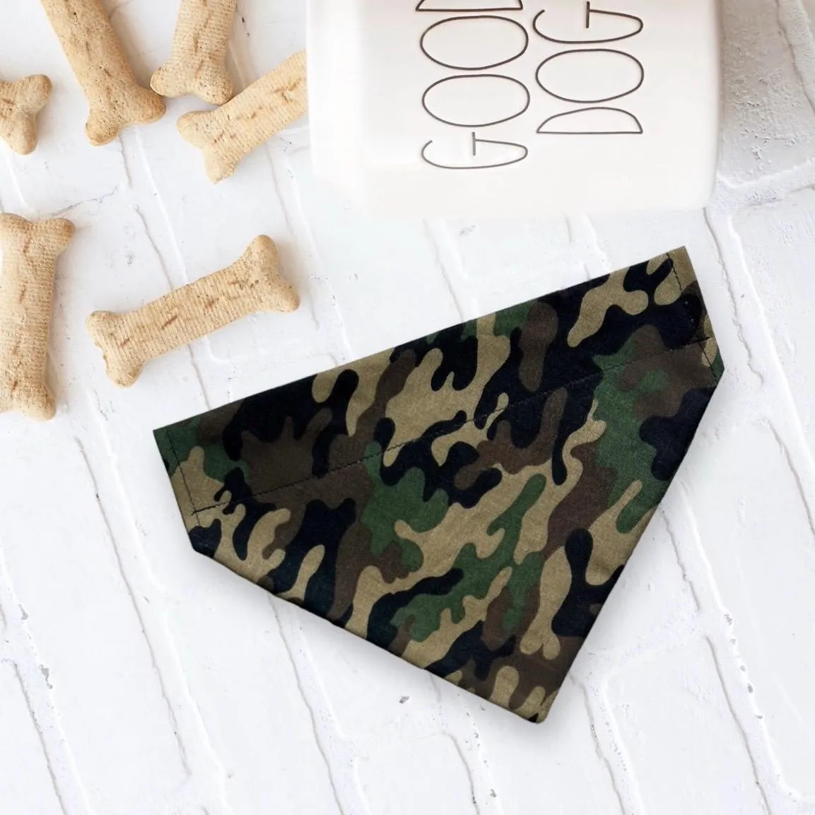 Camo Dog Bandana or Cat Bandana- Green Camouflage