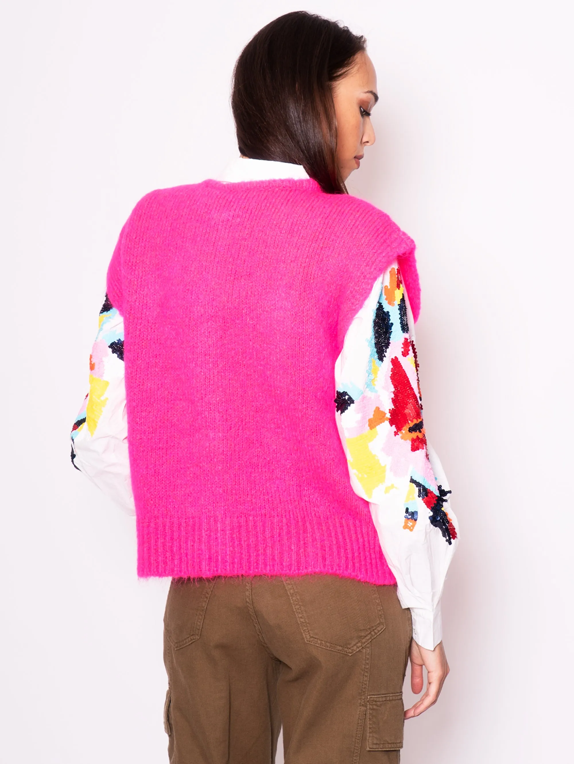 Cardigan in Misto Mohair Rosa