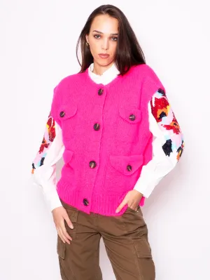 Cardigan in Misto Mohair Rosa
