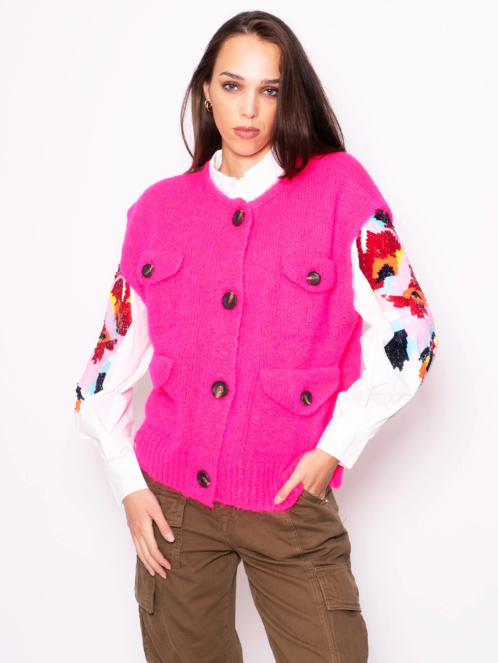 Cardigan in Misto Mohair Rosa
