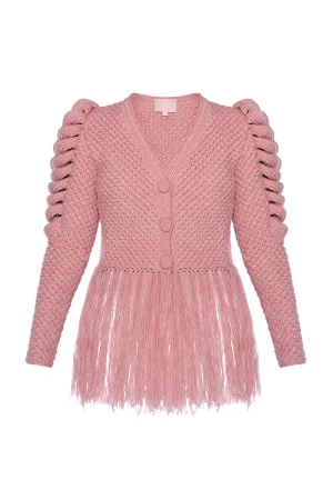 CARDIGAN WITH FRINGES IN PINK