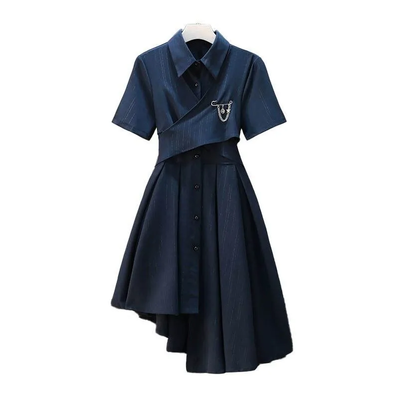 Chic Preppy Blue Bandage Bowknot Dress