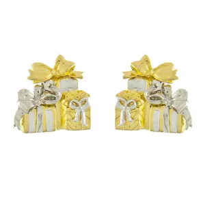 Christmas Jewelry Holiday Enamel Gift Box Cluster Stud Fashion Earrings E1141 GD