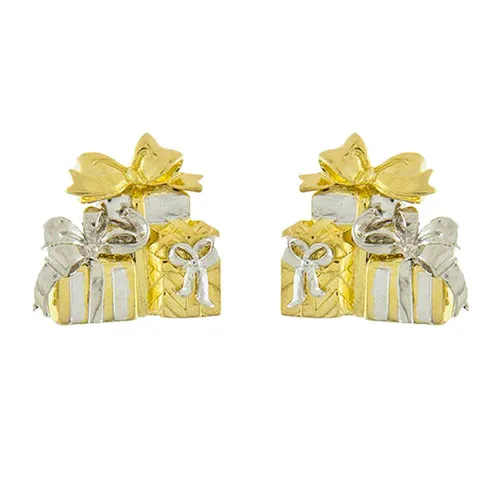 Christmas Jewelry Holiday Enamel Gift Box Cluster Stud Fashion Earrings E1141 GD