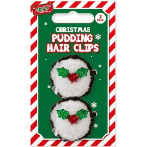 Christmas Pudding Hair Clips - 2 Pack Festive Holiday Costume Accessory Party Hair Ornament
