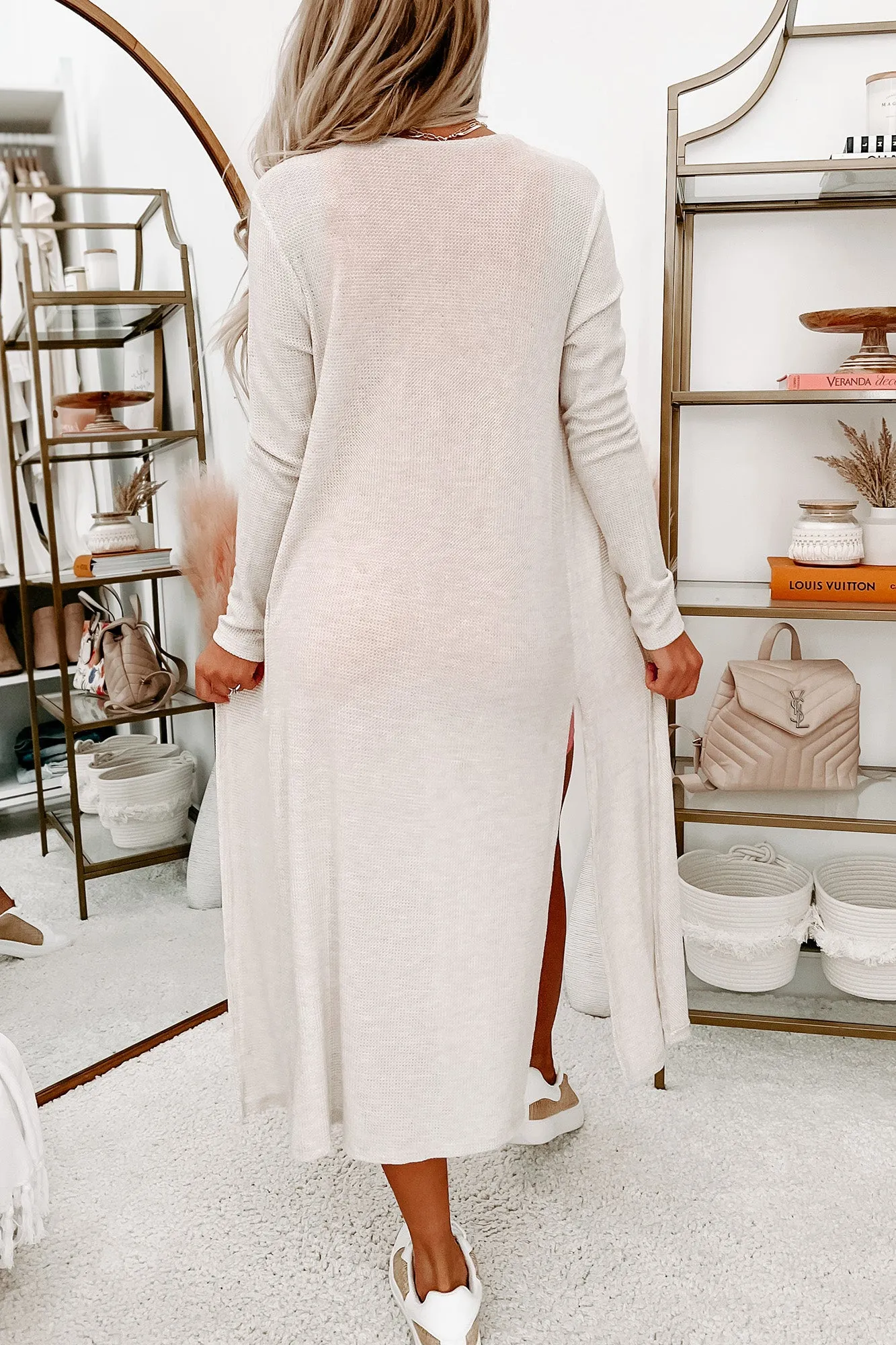 Classic Necessity Waffle Knit Duster Cardigan (Natural)
