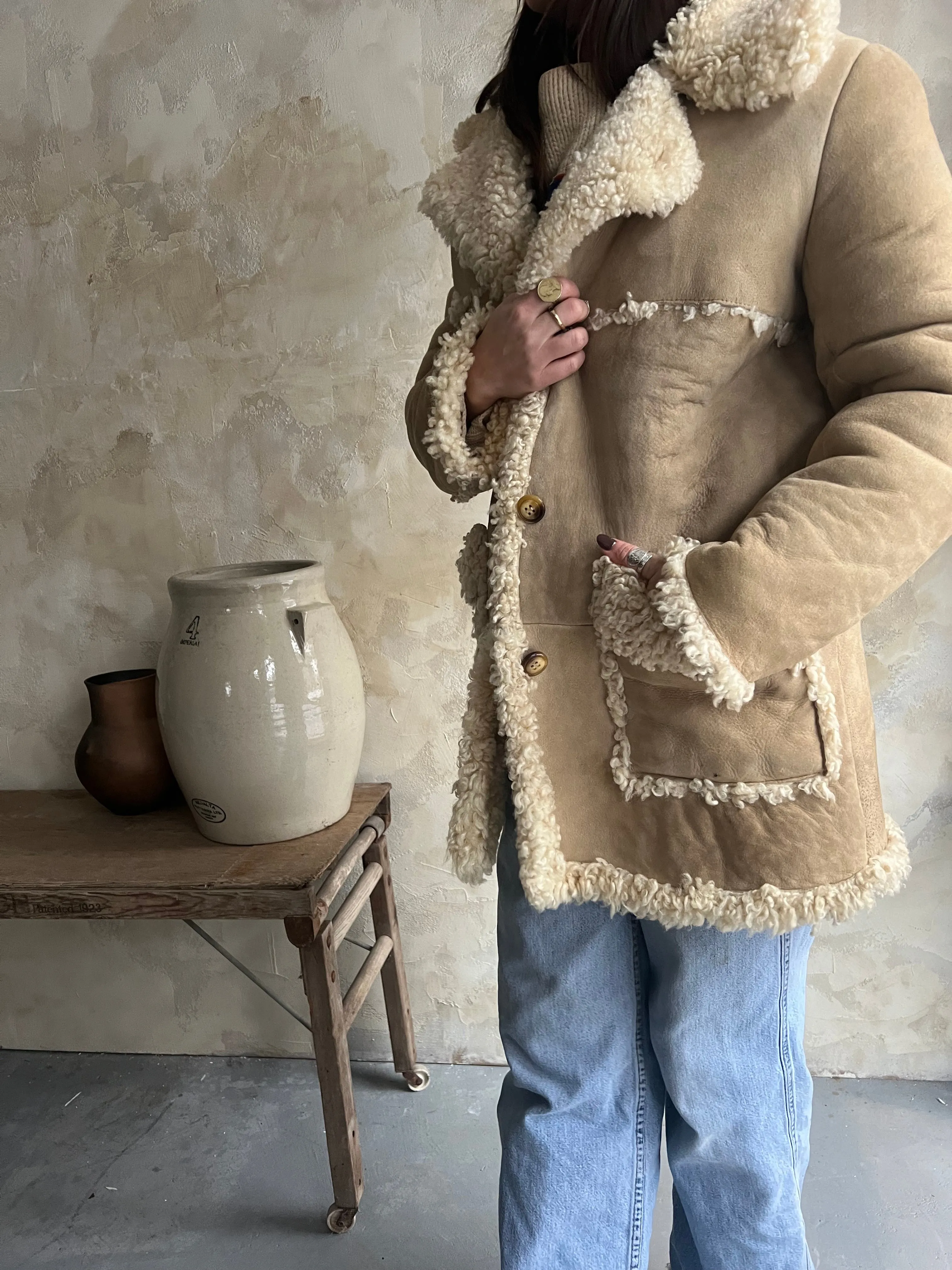 Cream Shearling Jacket