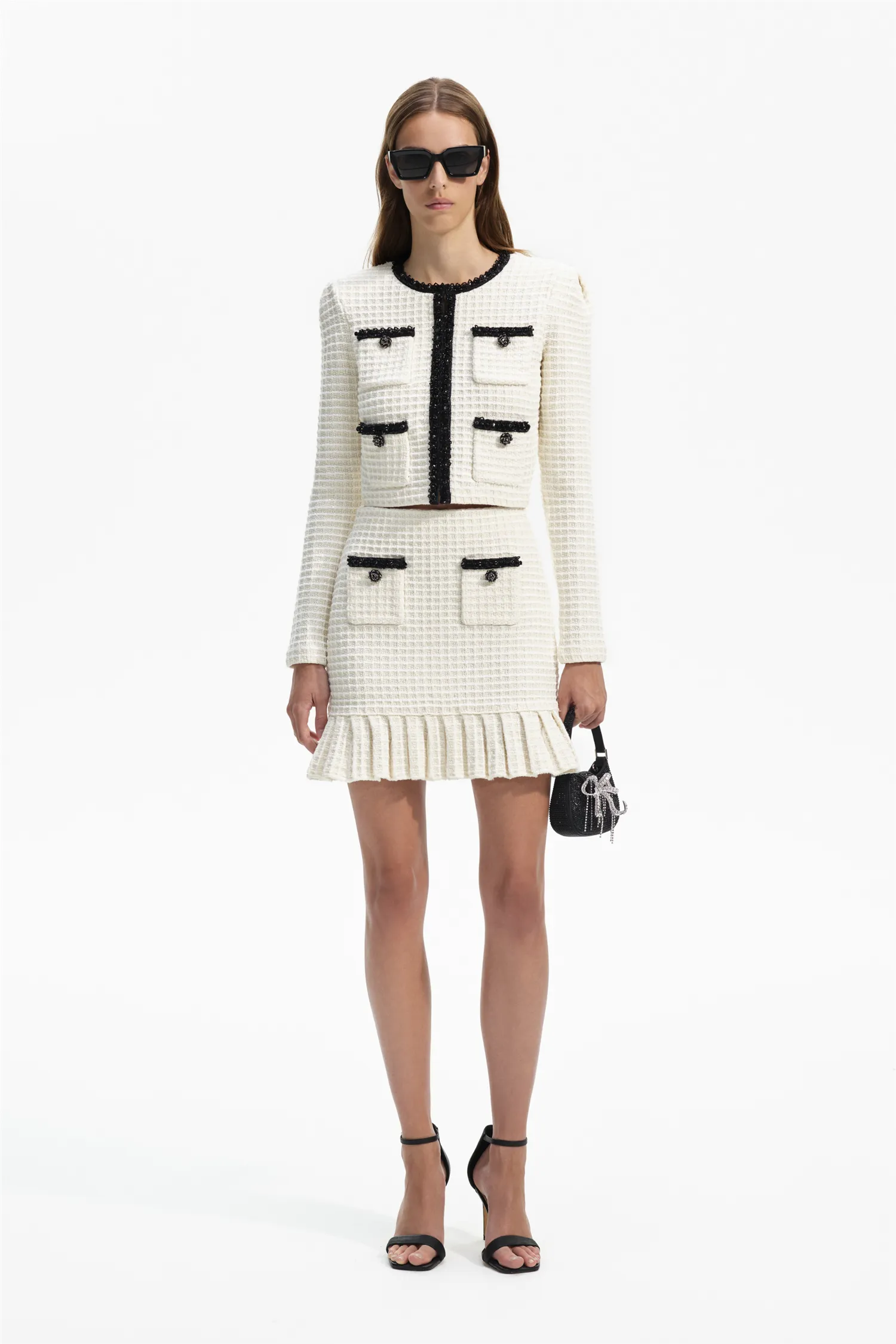 Cream Textured Knit Cardigan