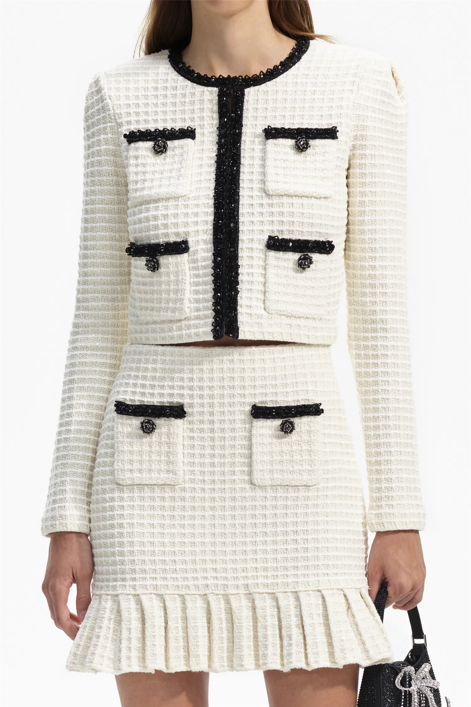Cream Textured Knit Cardigan