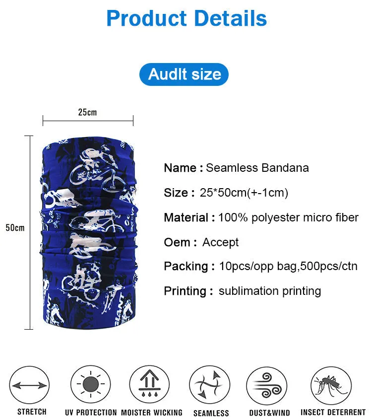 Customize Made Polyester Multi-Functional Head Scarf Tubular Headwear