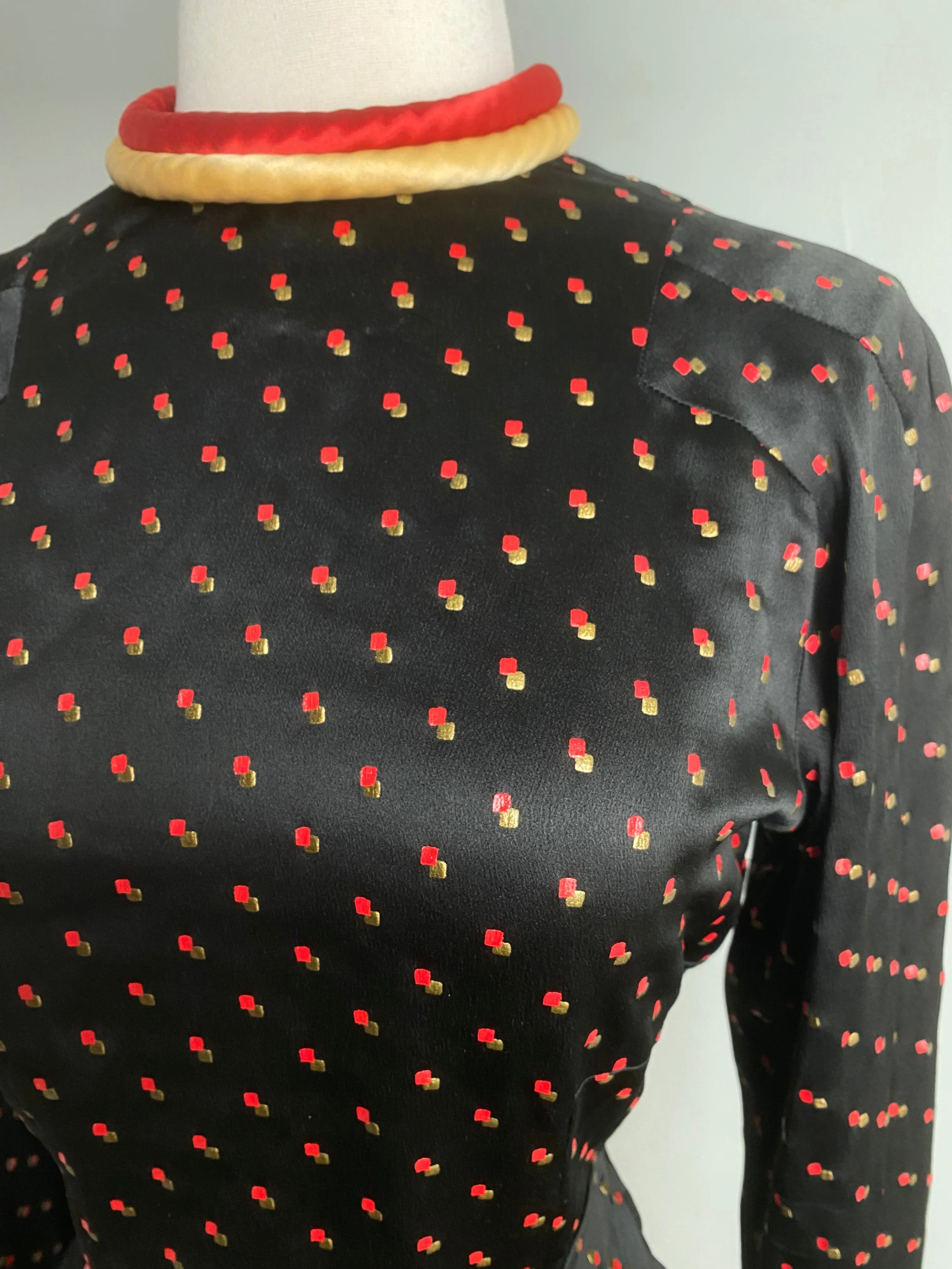 Darling 1930's Space Age Tunic Dress In Satin Crepe / SM