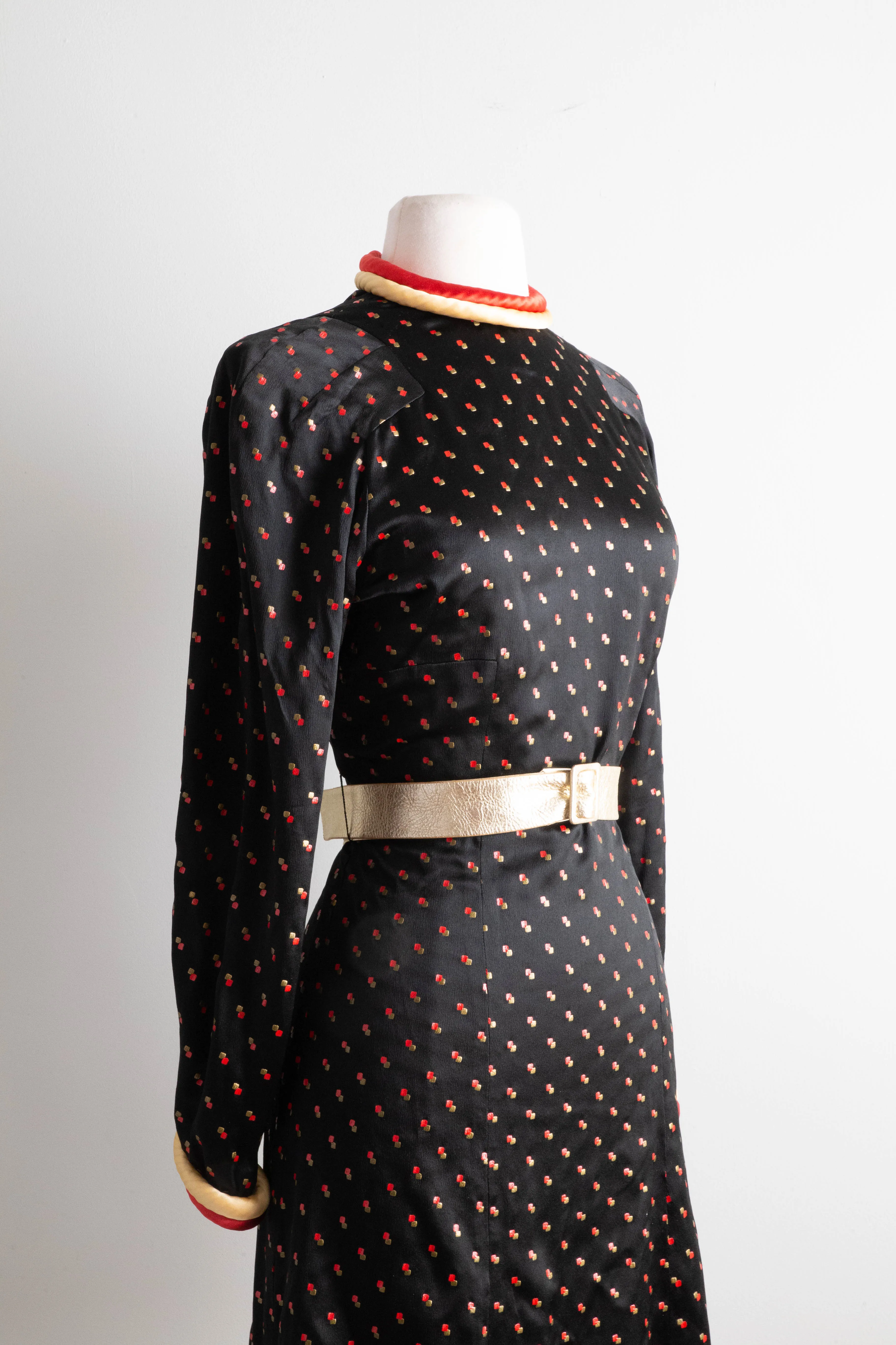 Darling 1930's Space Age Tunic Dress In Satin Crepe / SM