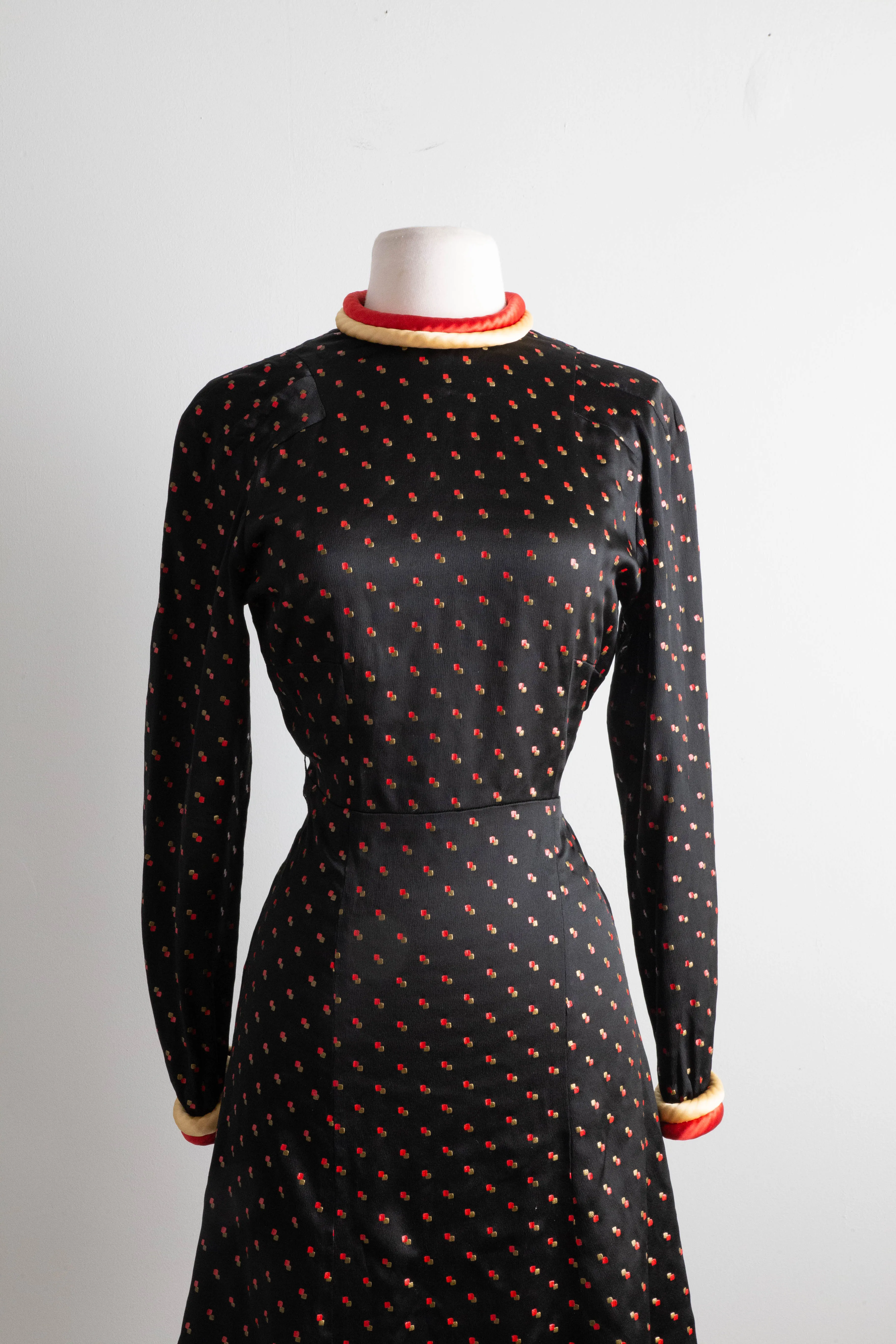 Darling 1930's Space Age Tunic Dress In Satin Crepe / SM