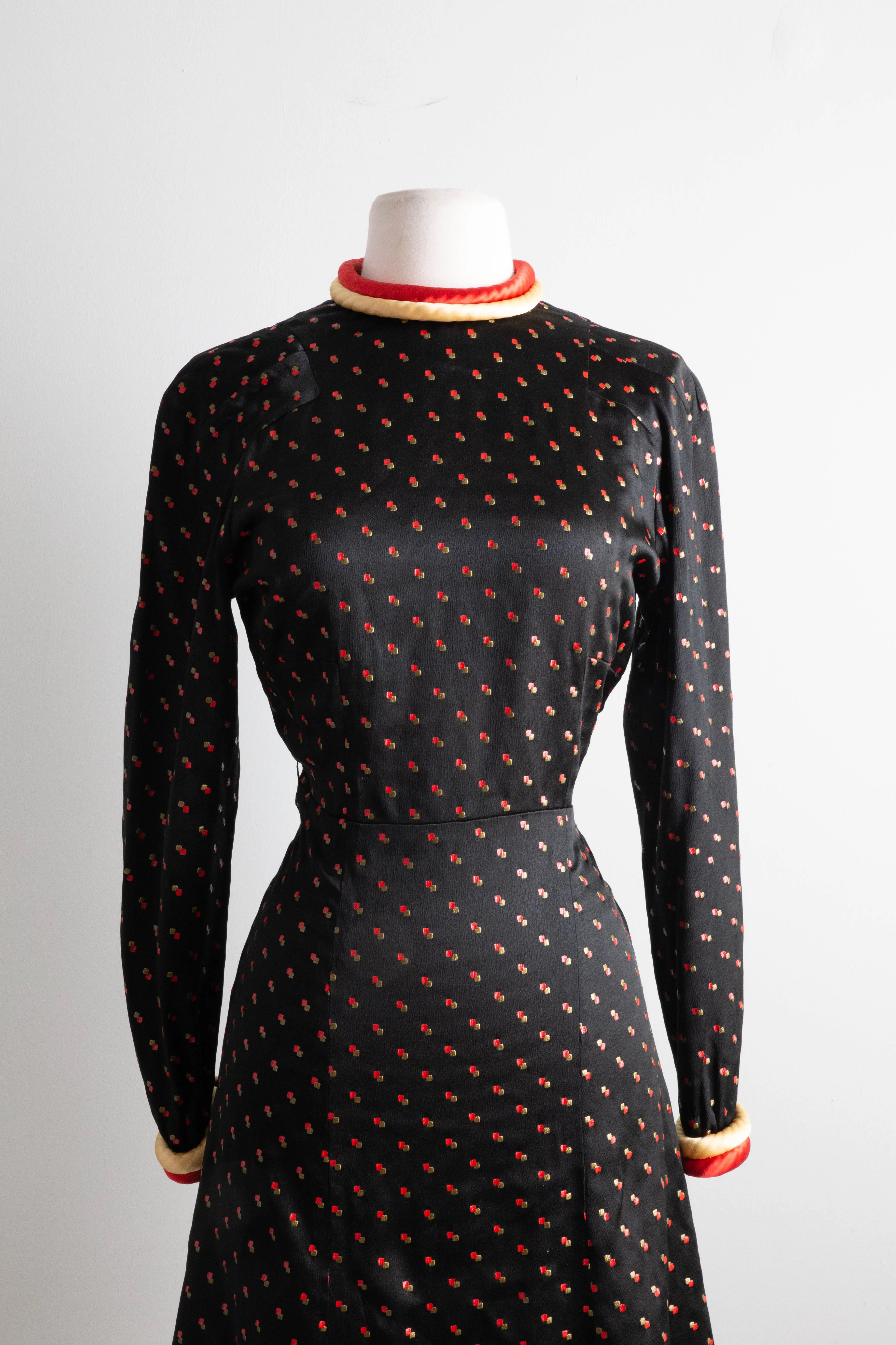Darling 1930's Space Age Tunic Dress In Satin Crepe / SM