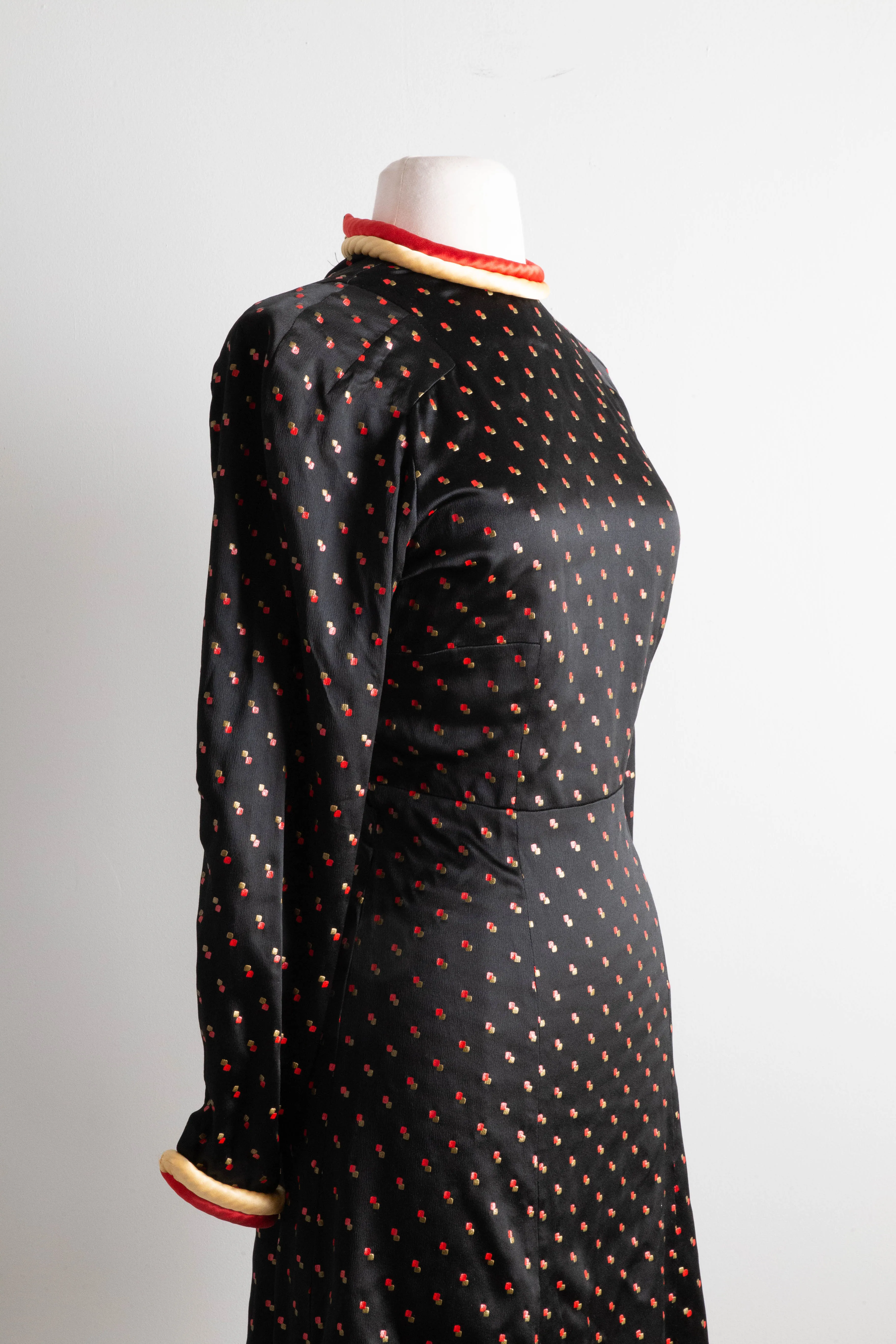 Darling 1930's Space Age Tunic Dress In Satin Crepe / SM