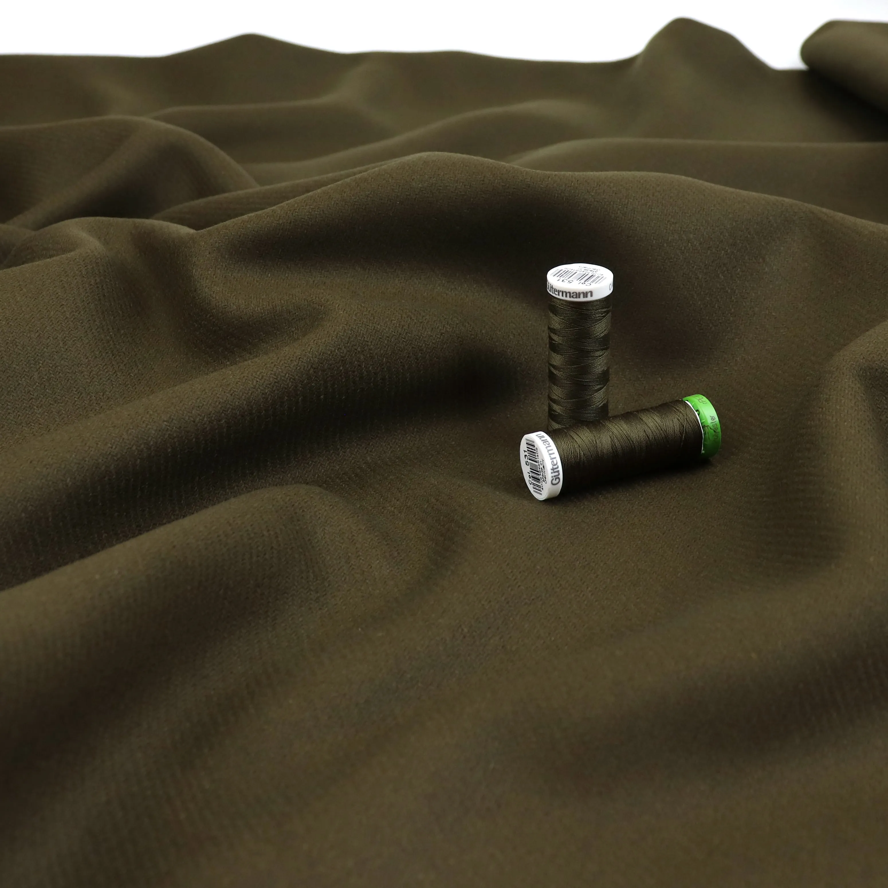 Deadstock Wool Cashmere Blend Coating - Dark Olive Green - SALE