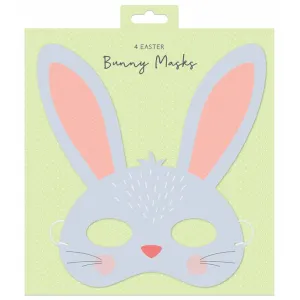 Easter Card Bunny Face Masks - 4 Pack Festive Holiday Craft Supplies Kids Fun Party Wear Decorations