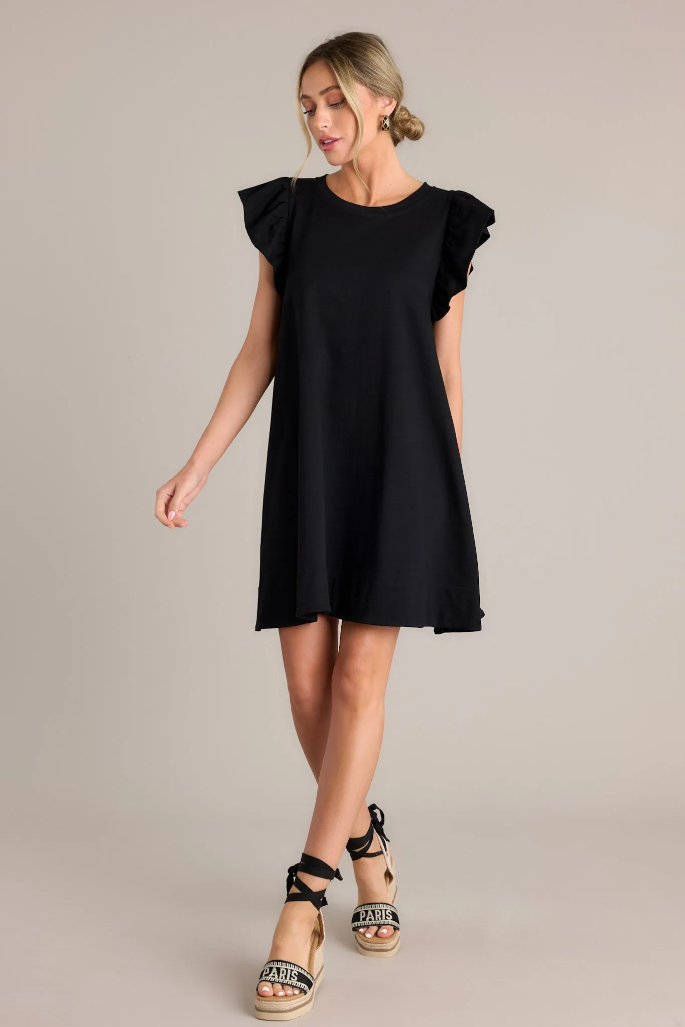 Eclipse Beauty 100% Cotton Black Mini Dress