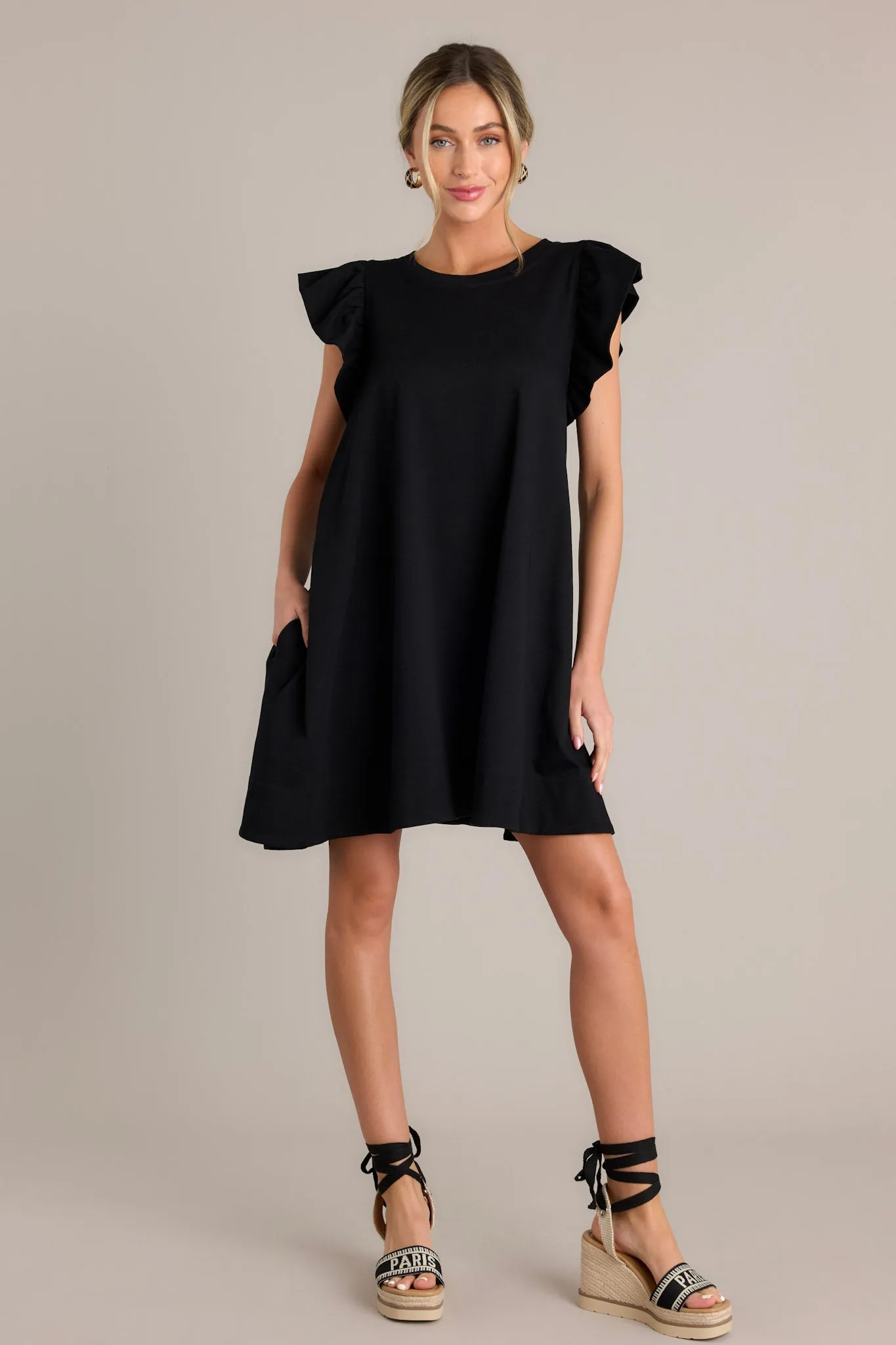 Eclipse Beauty 100% Cotton Black Mini Dress