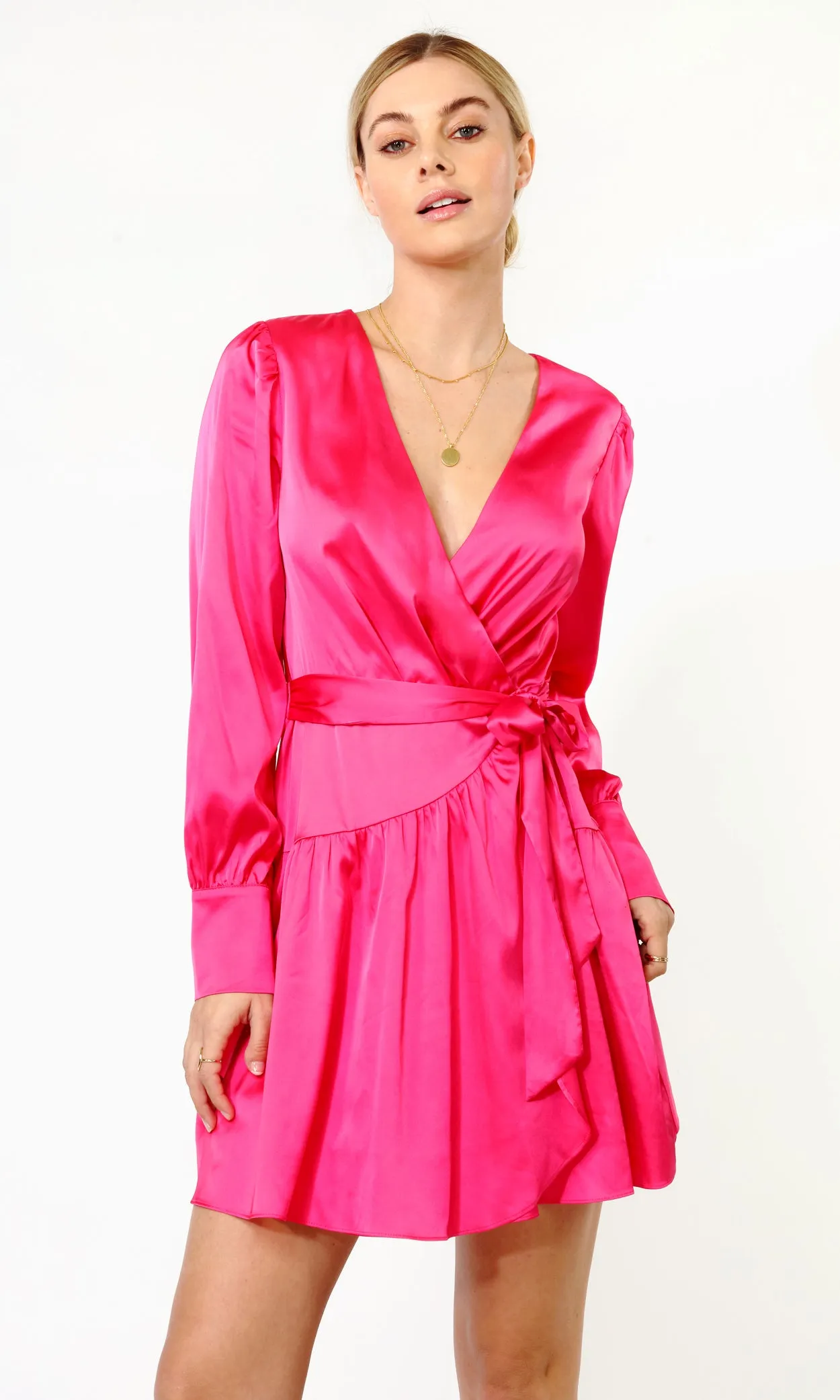 Ester Satin Wrap Dress