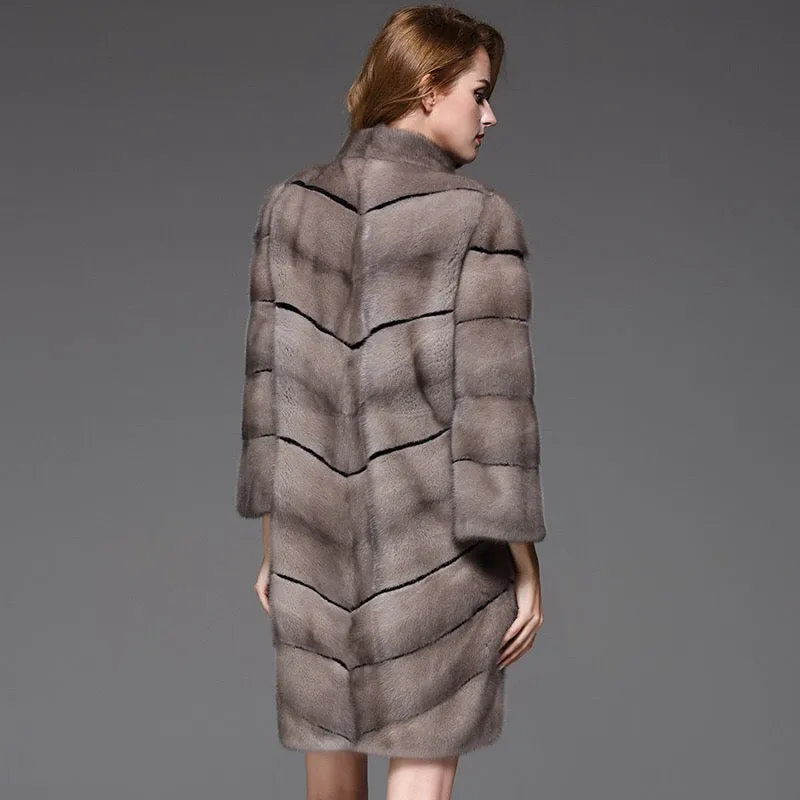 Genuine Mink Fur Elegant Fur Coat