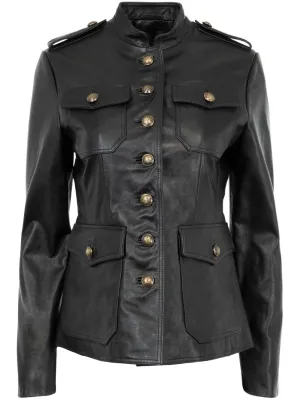 Geraldine Leather Jacket in Black