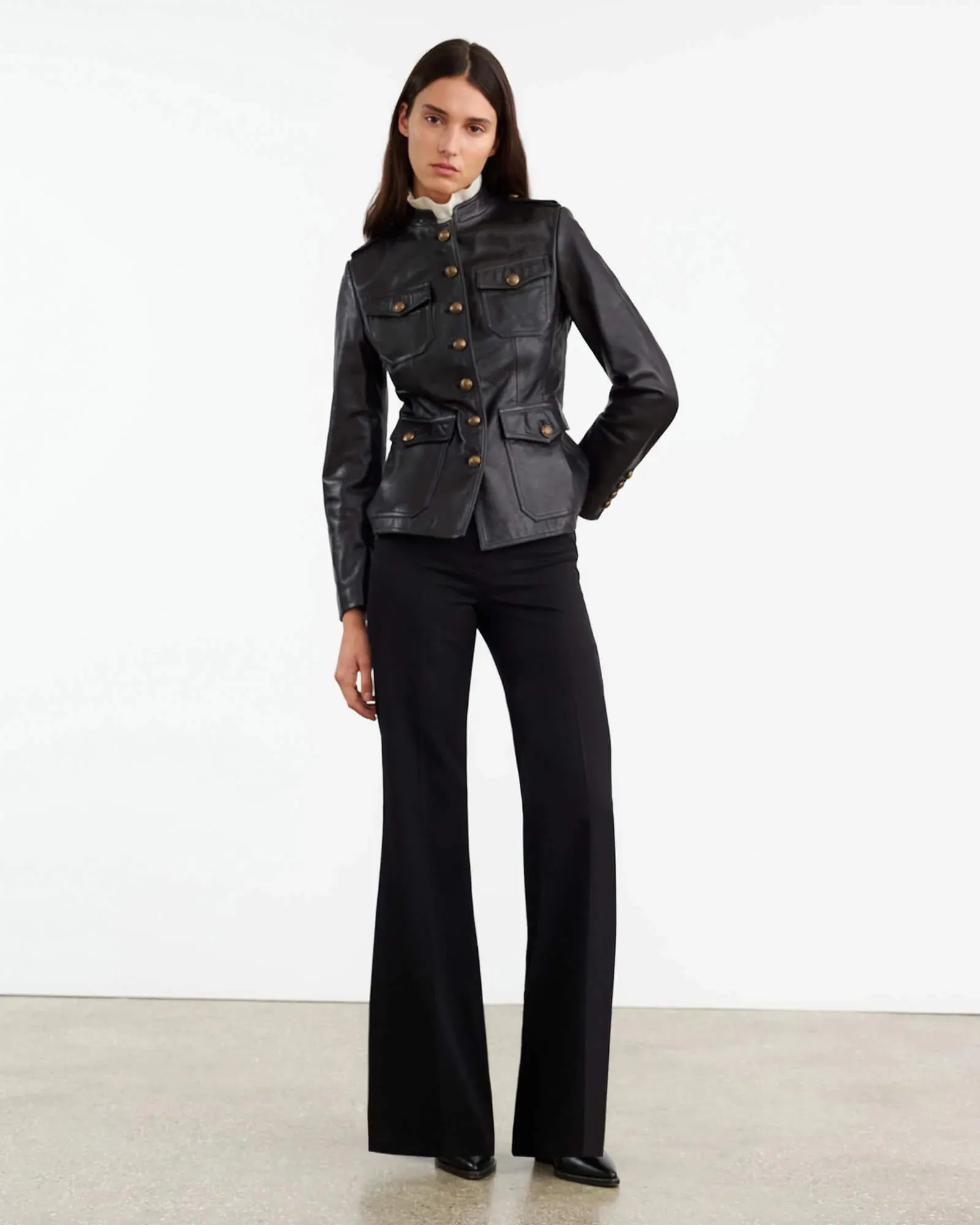 Geraldine Leather Jacket in Black