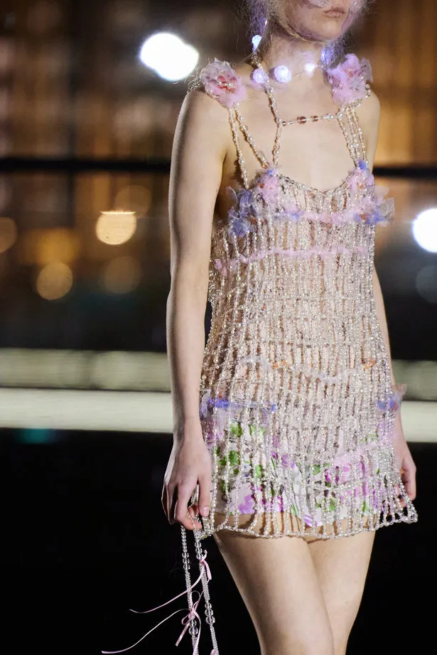 GlASS BEADED MINI DRESS