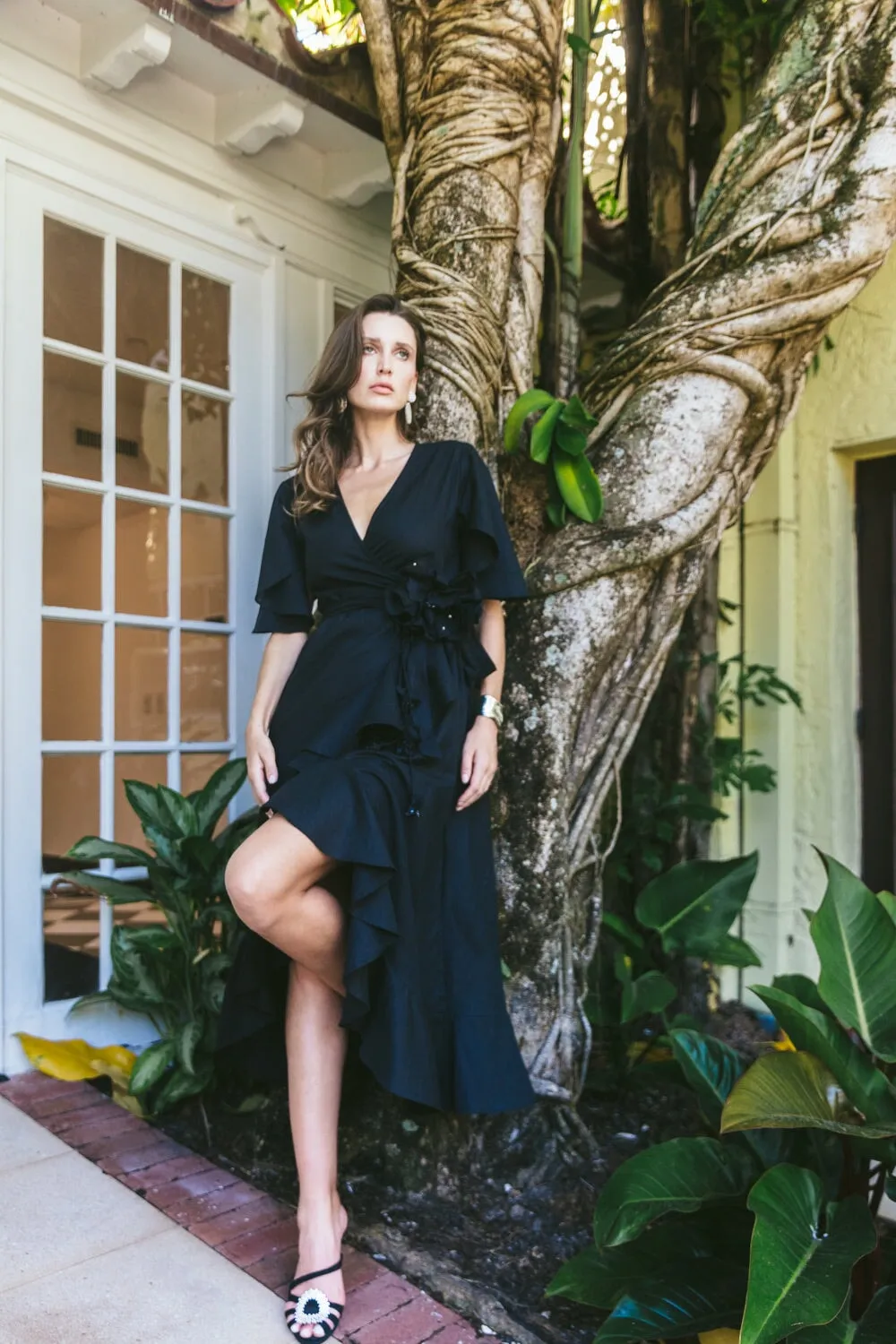 Gol Wrap Dress - Black