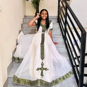 Gorgeous Green Design Habesha Dress Modern Habesha Kemis Modern Style