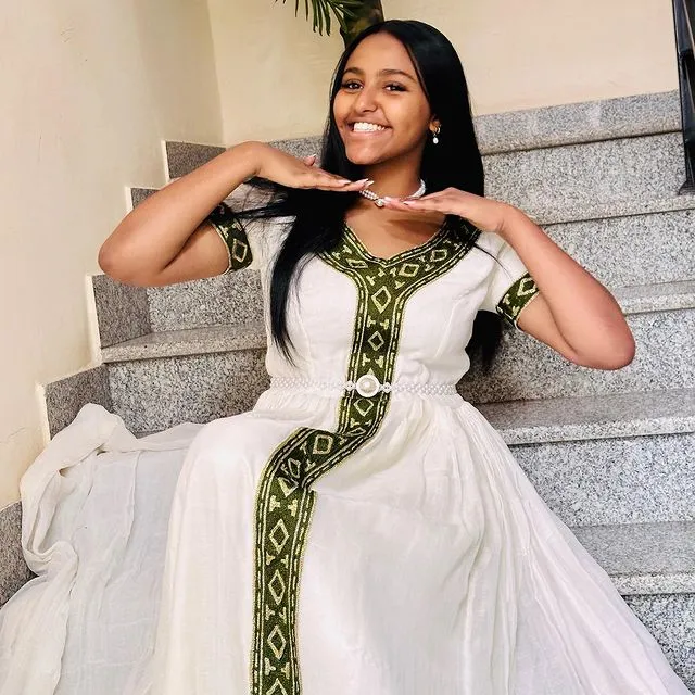 Gorgeous Green Design Habesha Dress Modern Habesha Kemis Modern Style