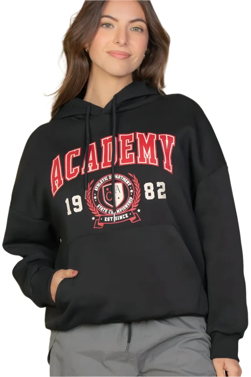 Graphic Kangaroo Pocket Drawstring Hoodie