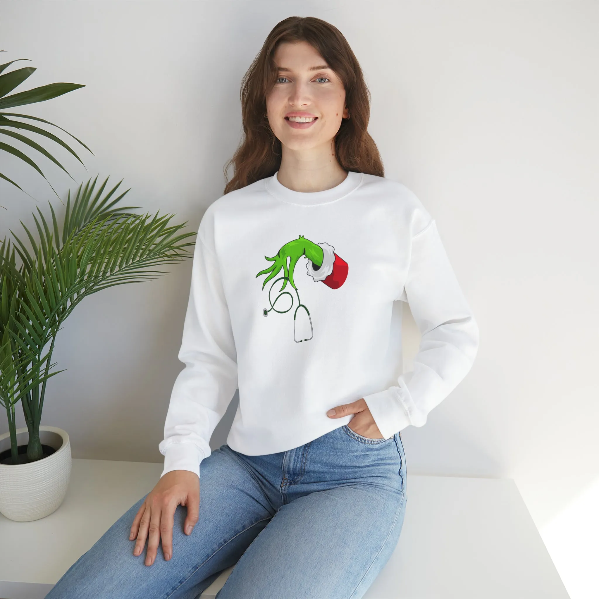 Grinch Nurse Christmas Unisex Heavy Blend™ Crewneck Sweatshirt