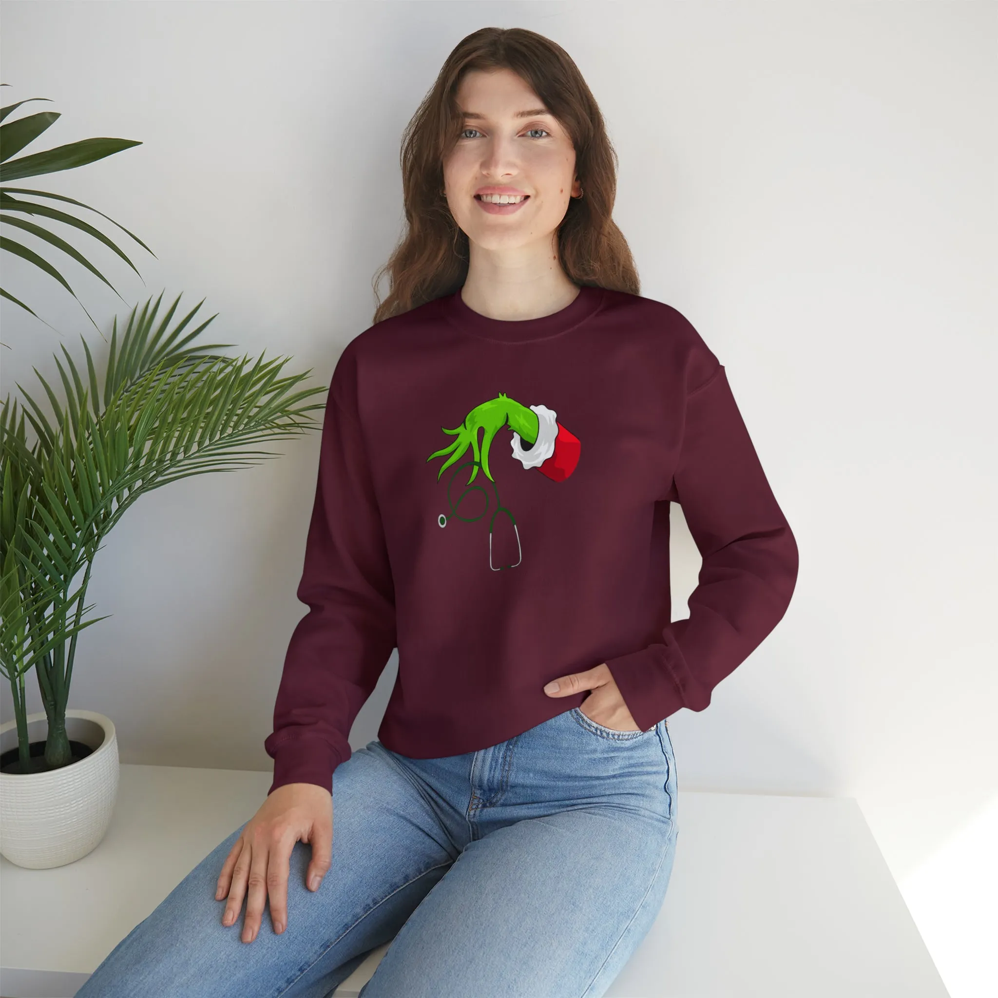 Grinch Nurse Christmas Unisex Heavy Blend™ Crewneck Sweatshirt