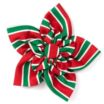 Holiday Stripe Collar Flower